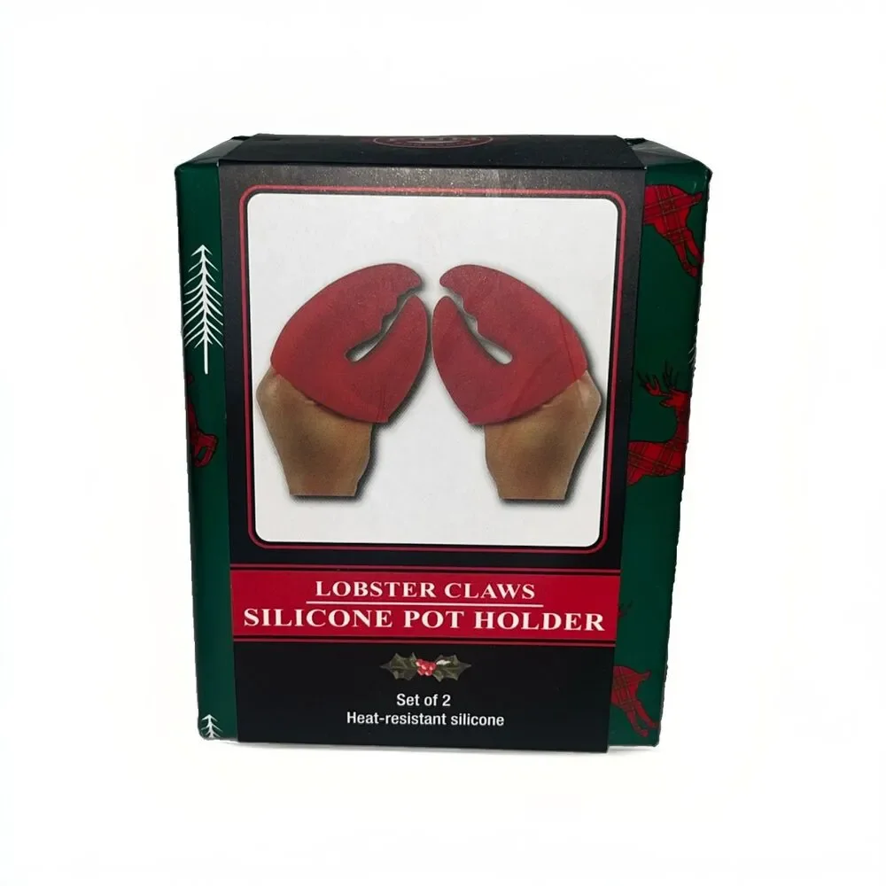 Lobster Claws Silicone Potholders Set of 2 Heat Resistant Red Novelty